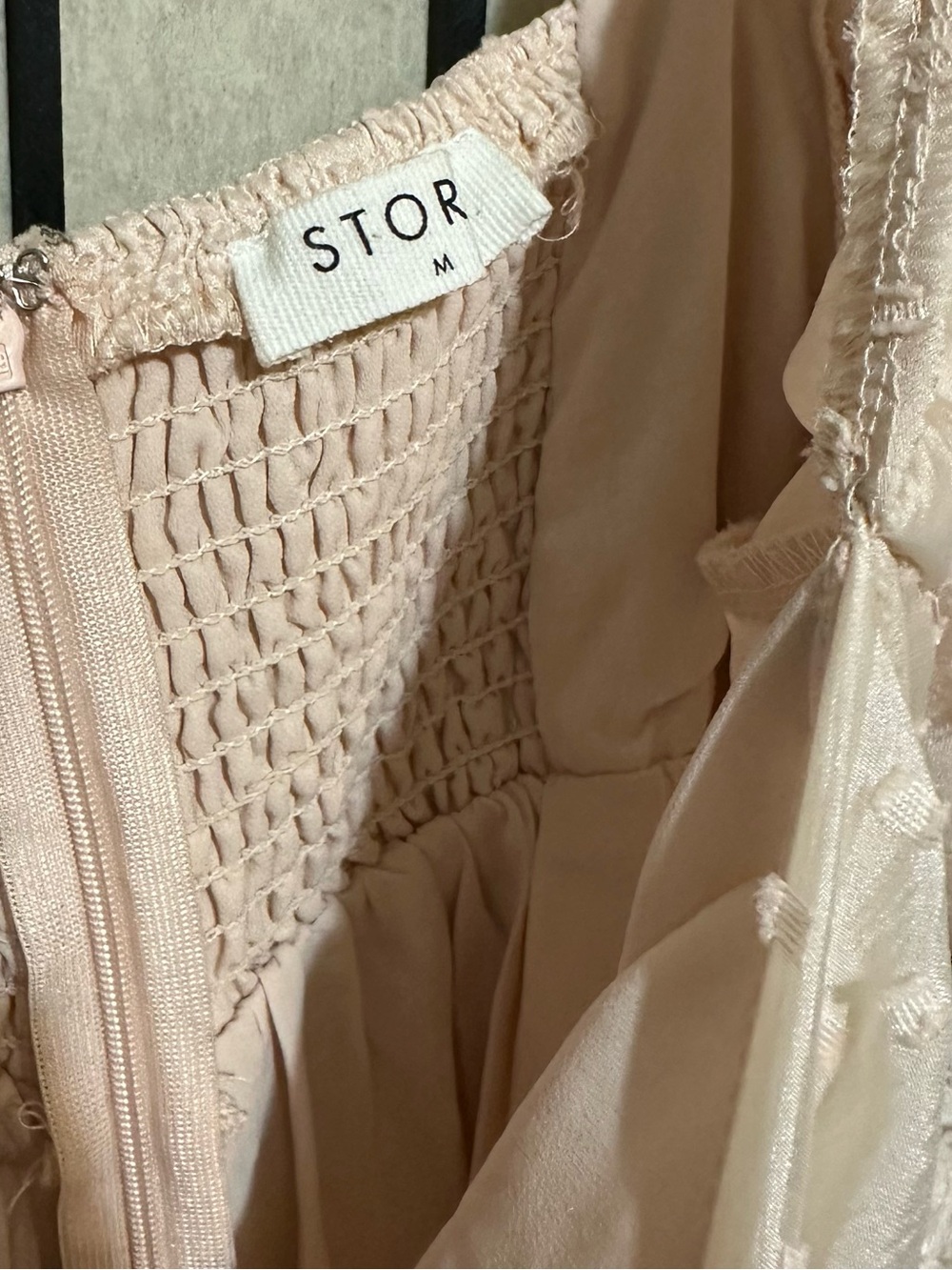 STORIA Blush Pink Puff Sleeve Textured Babydoll  Dress - Picture 6 of 10